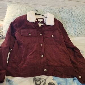Arizona Jean Co. Burgundy Courduroy Lined w-Faux Fur Size XL, New w-Tags